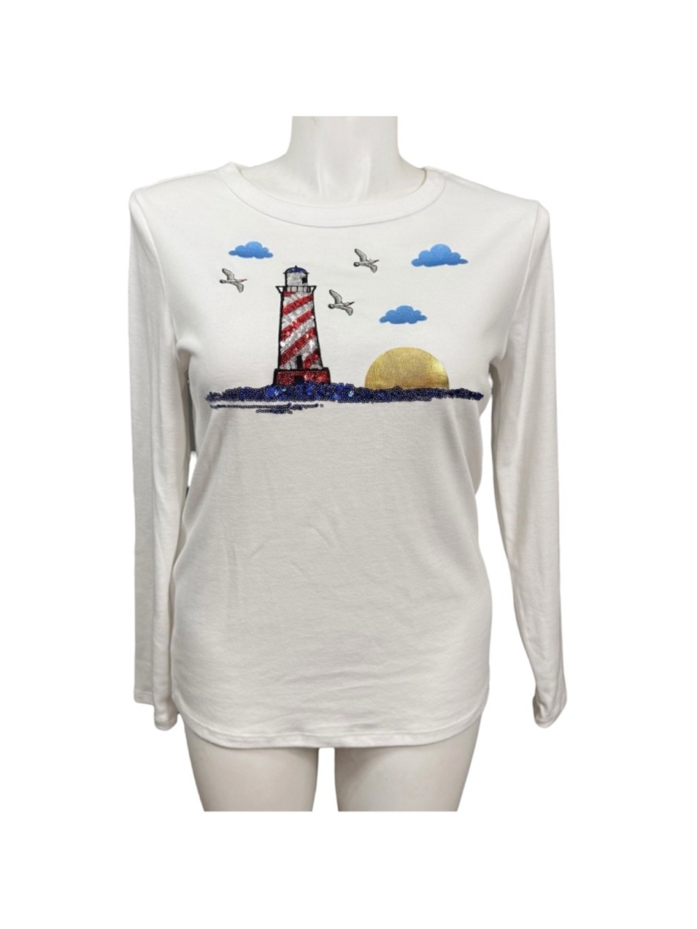 Margaux‎ & Lexi Lighthouse Sequin Long Sleeve Top Coastal Medium